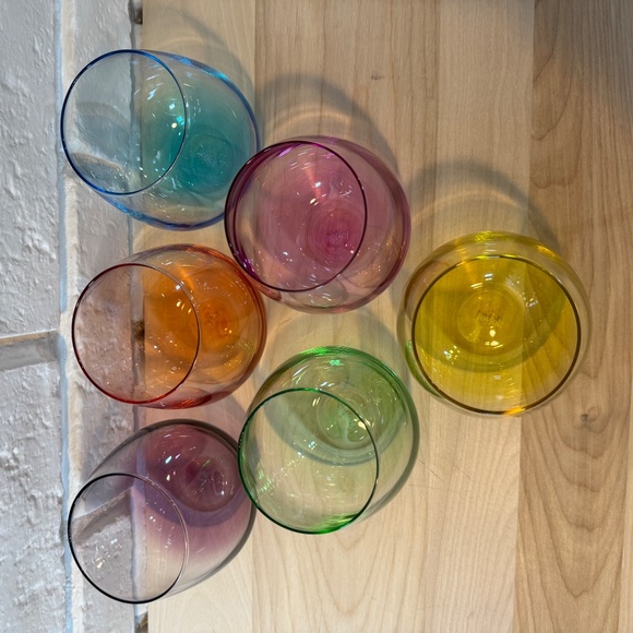 Set of 6 15 oz. Coloured Stemless Wineglass EUC - Picture 4 of 8